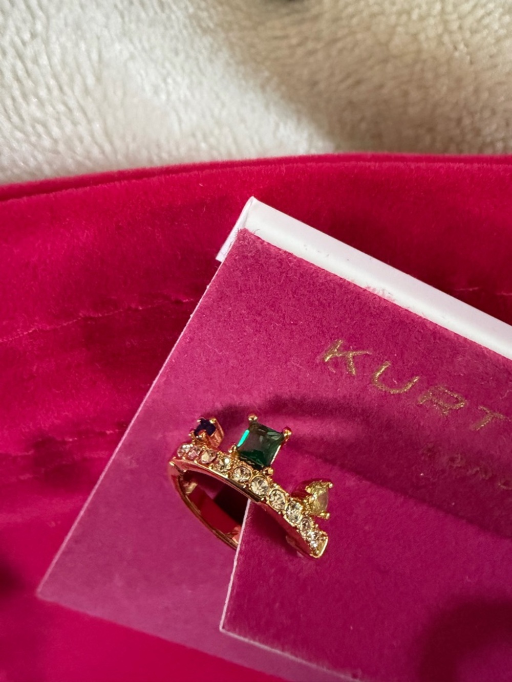 $68 Kurt Geiger London Multi Color Mixed Cut Crystal Hoop Earrings gold - Picture 9 of 12